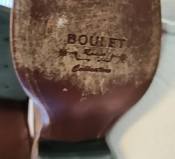 Boulet Elegant Brown Embroidered Look Heeled Boots - Picture 8 of 9